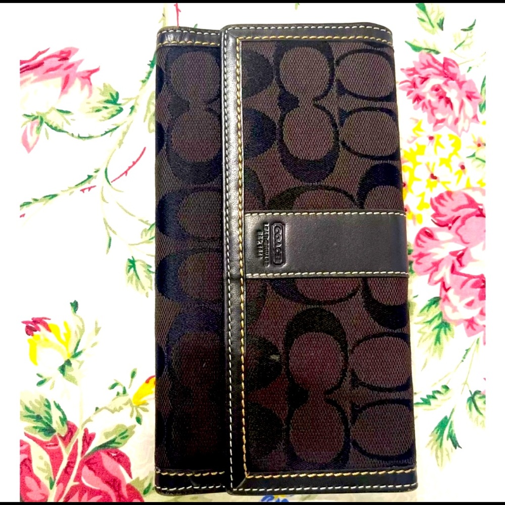 Coach Signature Embossed Trim Trifold Wallet